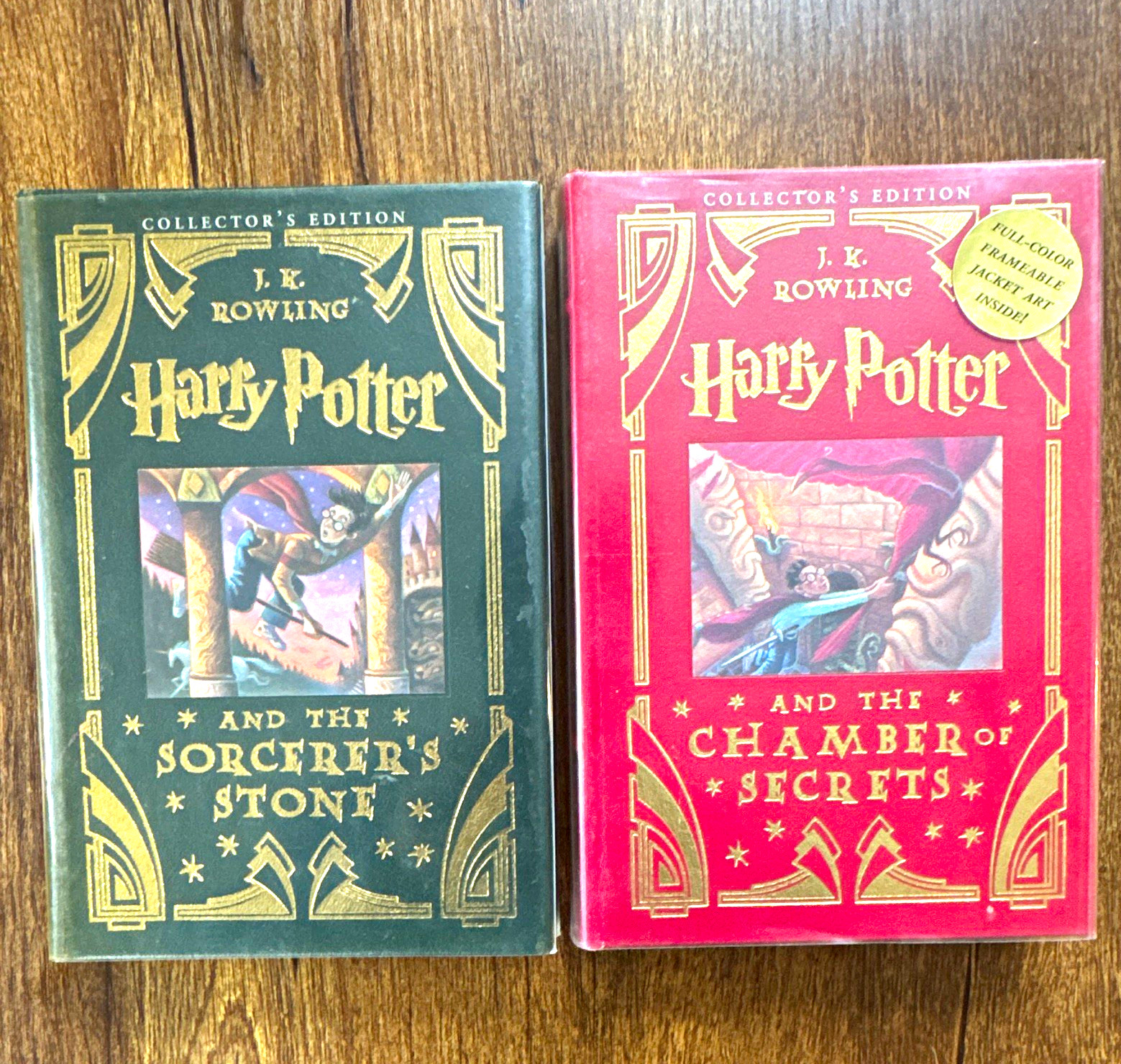 Harry Potter Collector\'s Leather 1st Print 2-Book Set DAMAGED SPINE / AS-IS