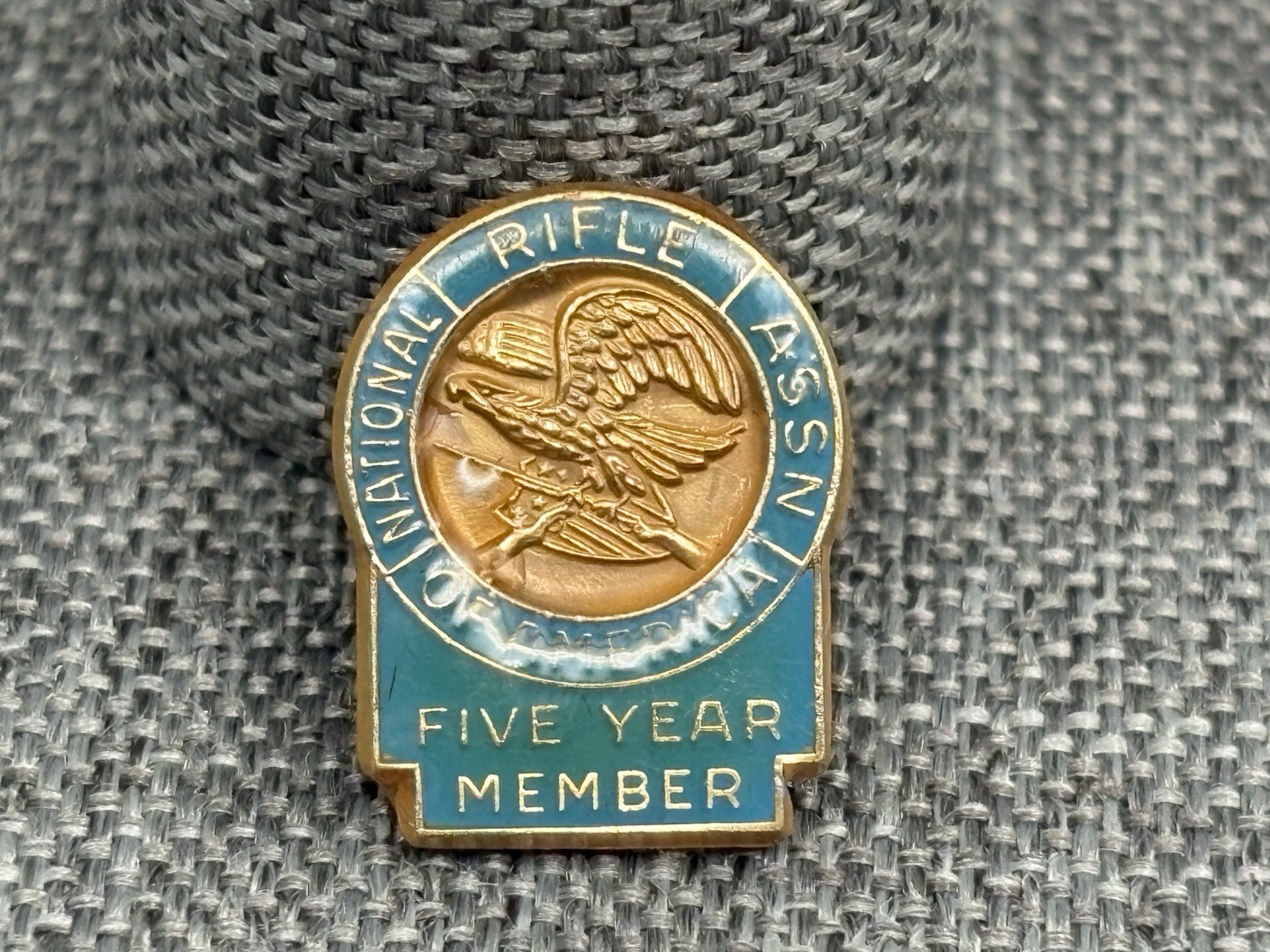 Gold Fill NRA National Rifle Association Five Year Member Lapel Pin Teal Enamel