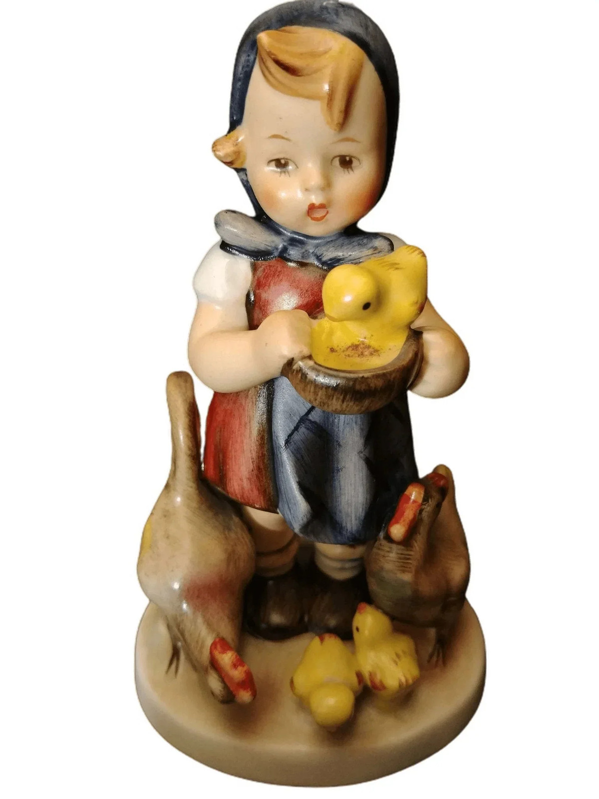 Original 1950\'s Hummel Full Bee #199/0 Feeding Time TMK2 Girl with Chickens Original 1950\'s Hummel Full Bee #199/0 Feeding Time TMK2 Girl with Chickens