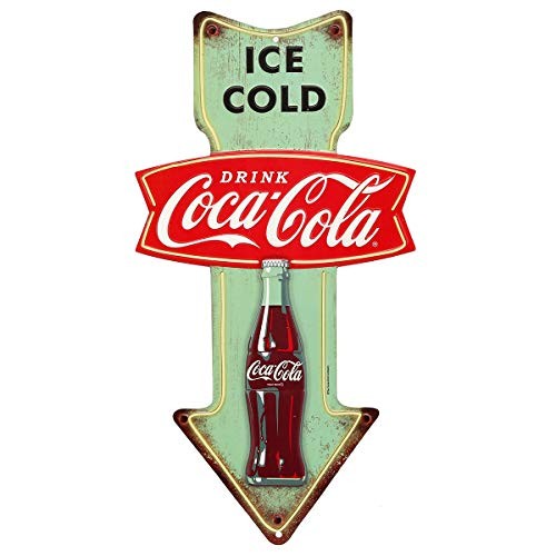 Open Road Brands Coca-Cola Ice Cold Arrow Embossed Metal Sign - Vintage Diner Open Road Brands Coca-Cola Ice Cold Arrow Embossed Metal Sign - Vintage Diner