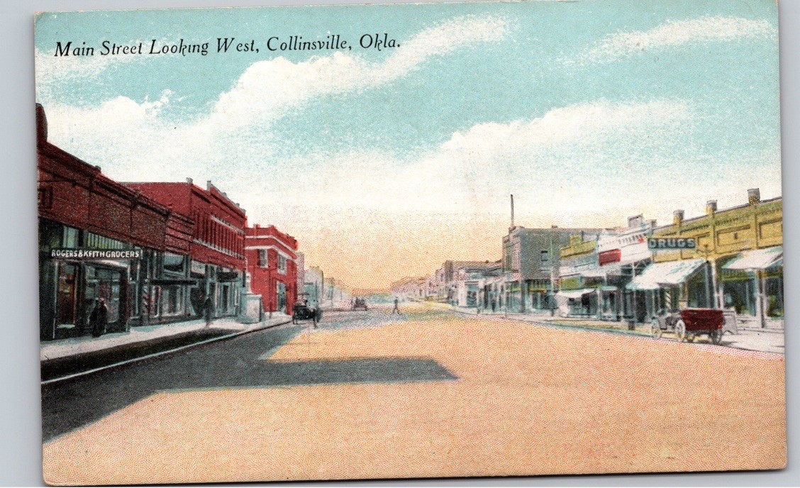 c1910 Main St Looking West Collinsville Oklahoma OK Street View Tulsa Rogers