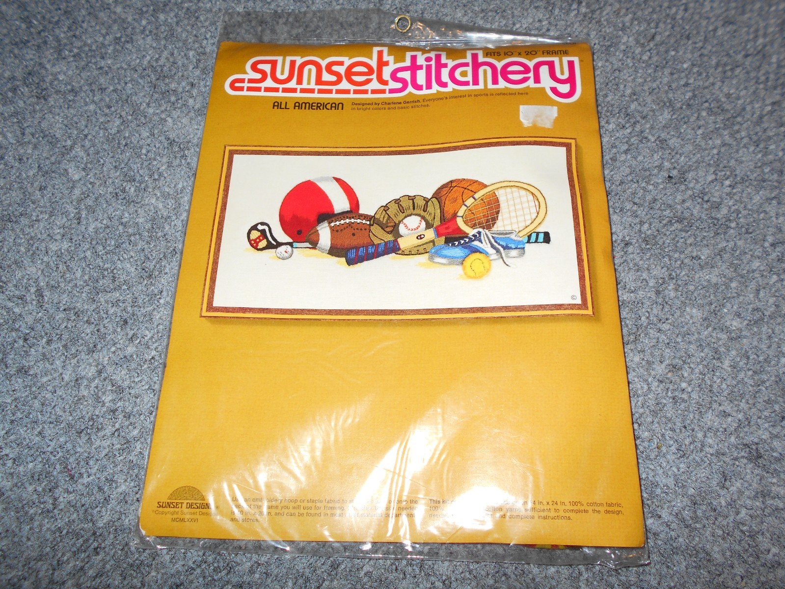 1976 VTG SUNSET STITCHERY NEW #2601 ALL AMERICAN NEEDLECRAFT KIT             