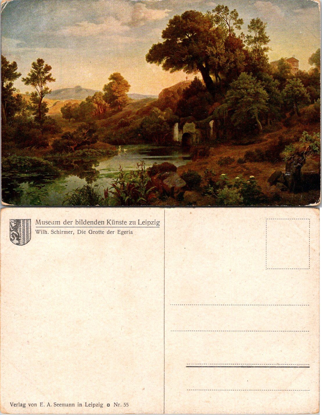 Wilhelm Schirmer Die Grotte der Egeria Postcard Museum Leipzig Unposted Vintage