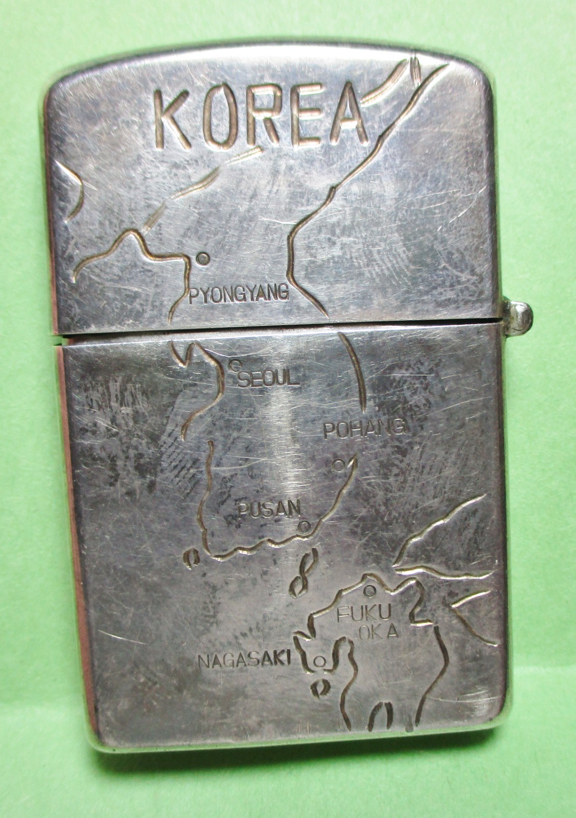 Vintage Zippo KOREA WAR Lighter in 950 Sterling Silver Case - Patent 2032695