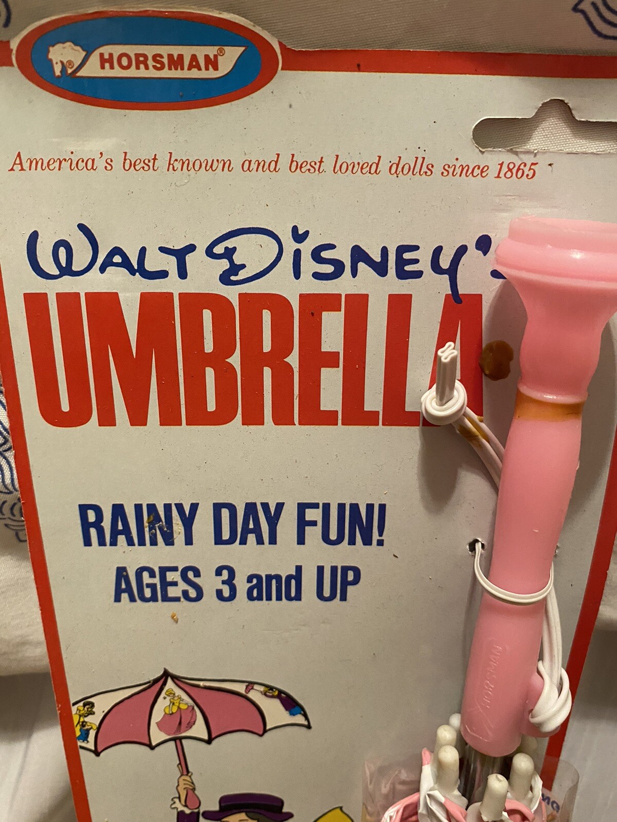 Vintage Disney Umbrella New Mary Poppins Cinderella NIB 1960's Horsman