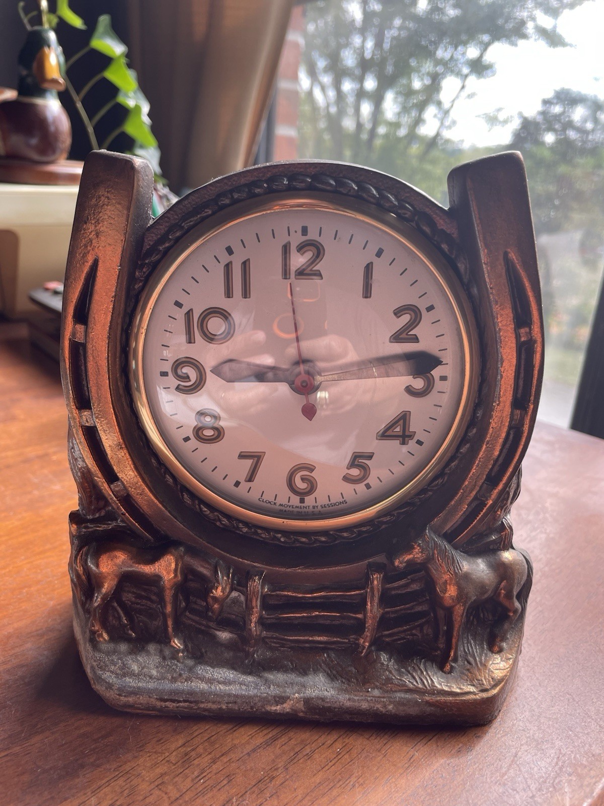 Vintage Sessions Cast Horses With Horseshoe Mantle Clock Works Vintage Sessions Cast Horses With Horseshoe Mantle Clock Works