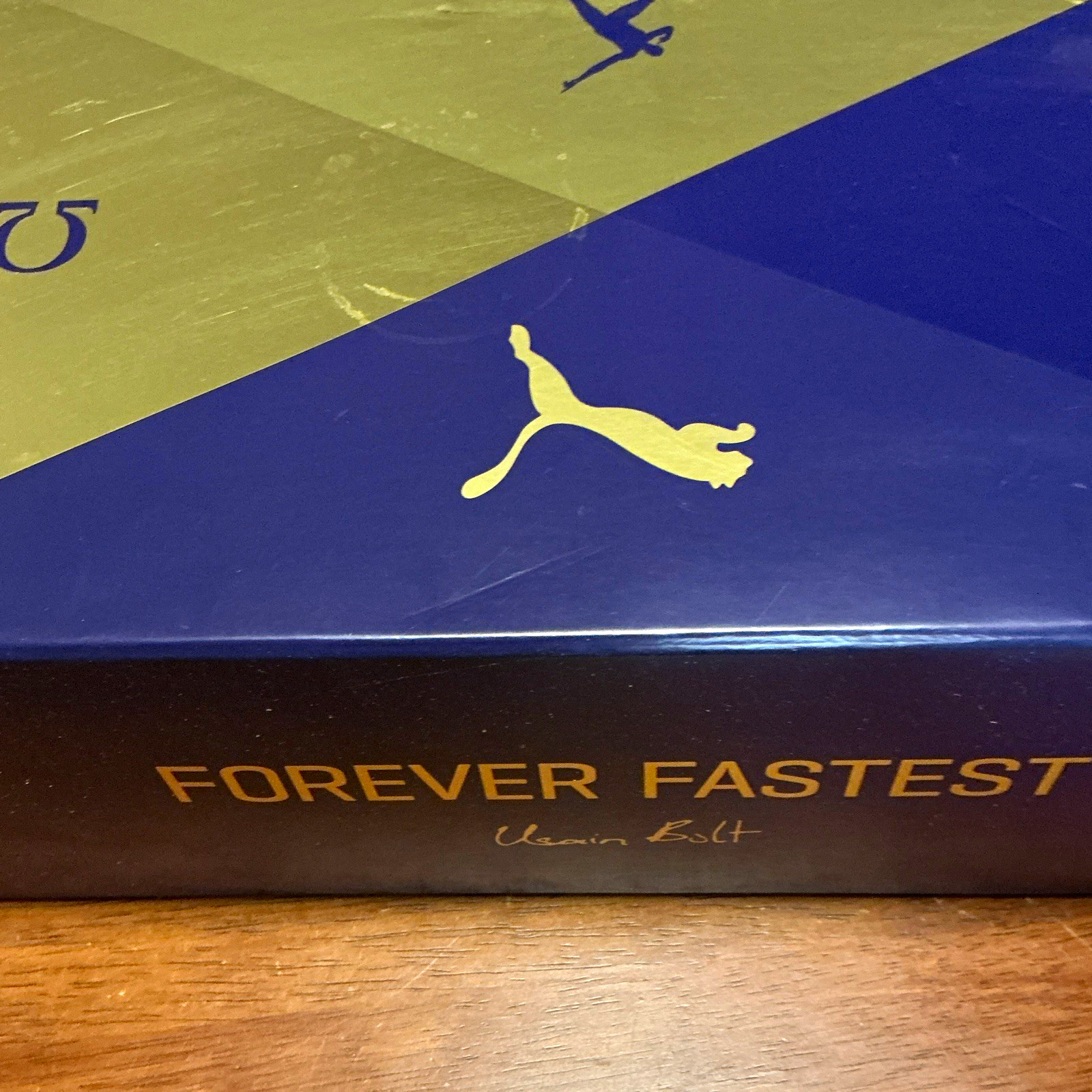 PUMA Forever Fastest Track Spikes Shoes Purple/Gold Signed by Usain Bolt