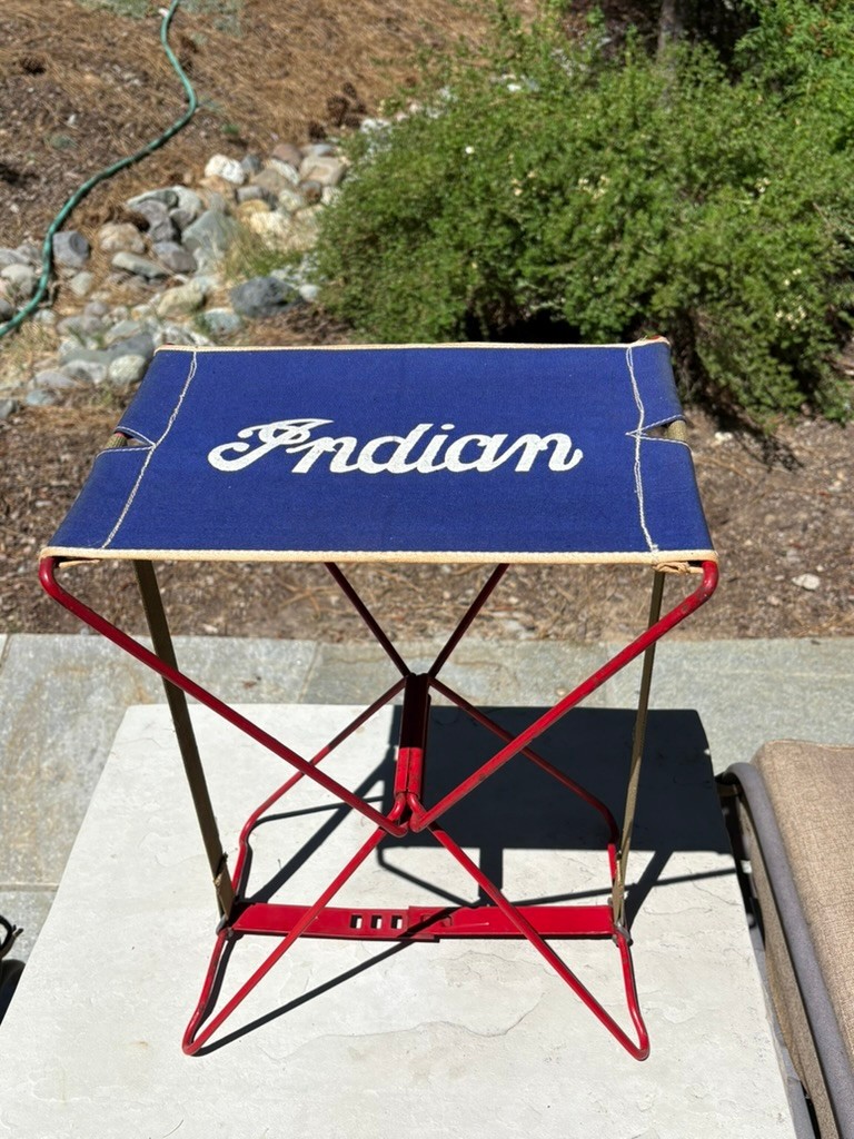 Indian Motorcycle Folding Mechanics Stool and Indian Playing Cards Indian Motorcycle Folding Mechanics Stool and Indian Playing Cards