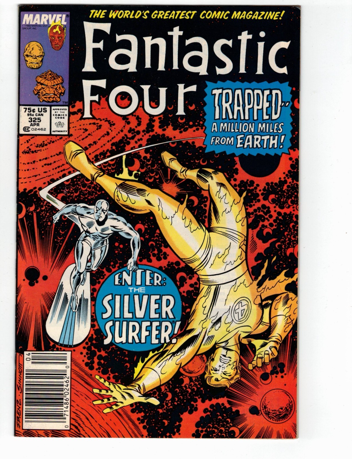 Fantastic Four #325 1988 Ron Frenz Cover Silver Surfer Newsstand RARE Awesome Fantastic Four #325 1988 Ron Frenz Cover Silver Surfer Newsstand RARE Awesome