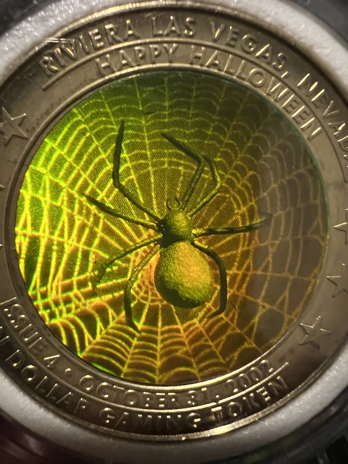 Vintage Riviera Casino $10 Hologram Token Double-Sided Rare Spider & Web & Cat Vintage Riviera Casino $10 Hologram Token Double-Sided Rare Spider & Web & Cat