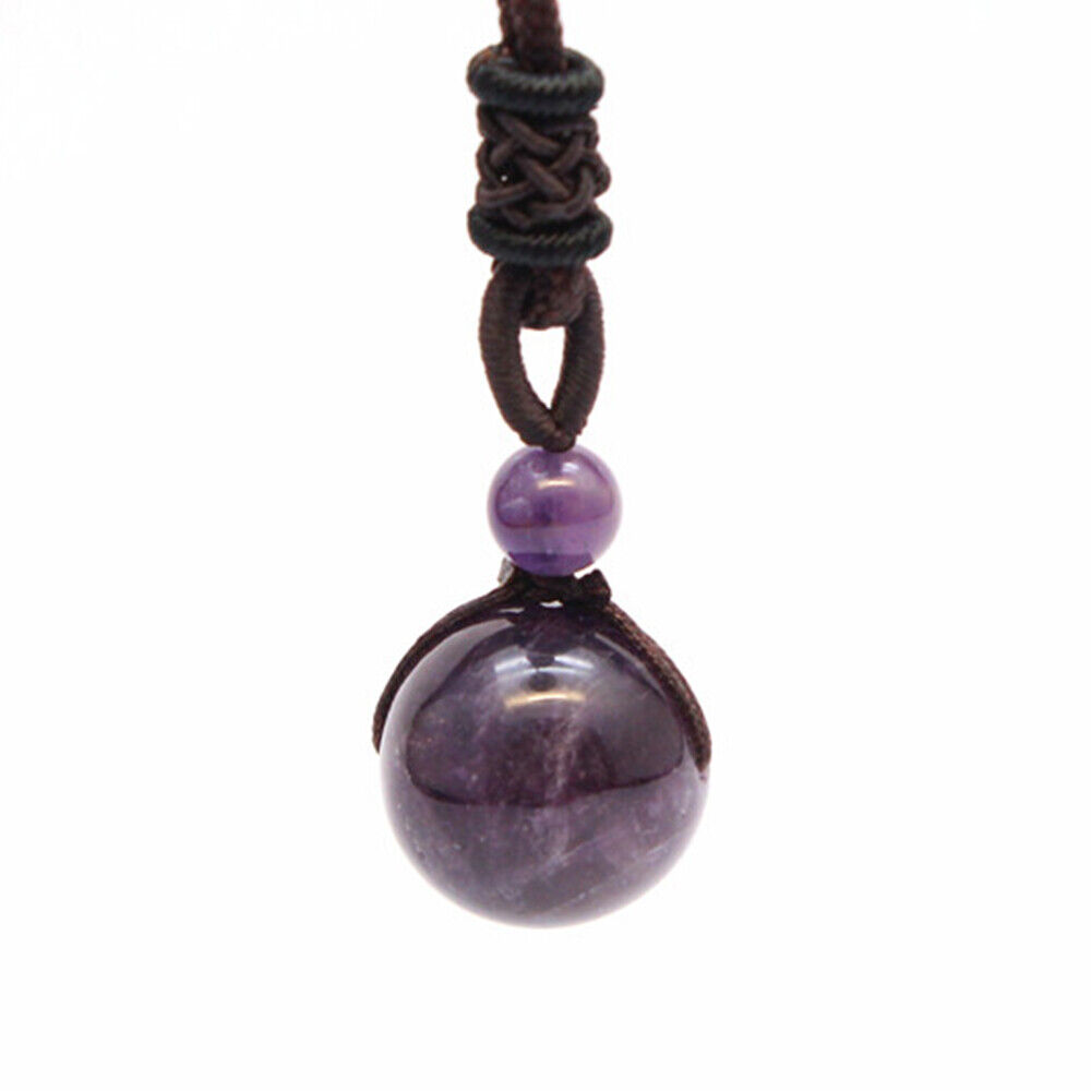 Natural Crystal Round Beads Balls Chakra Quartz Necklace Pendant Healing Reiki