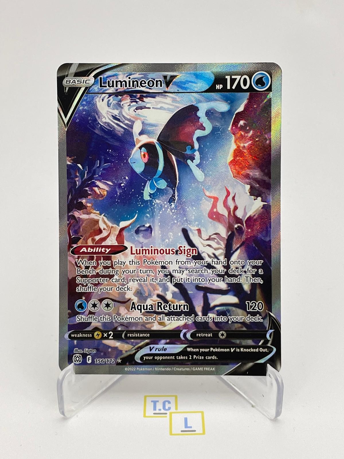 Lumineon V 156/172 Ultra Rare Brilliant Stars Pokemon Holo Near Mint Lumineon V 156/172 Ultra Rare Brilliant Stars Pokemon Holo Near Mint