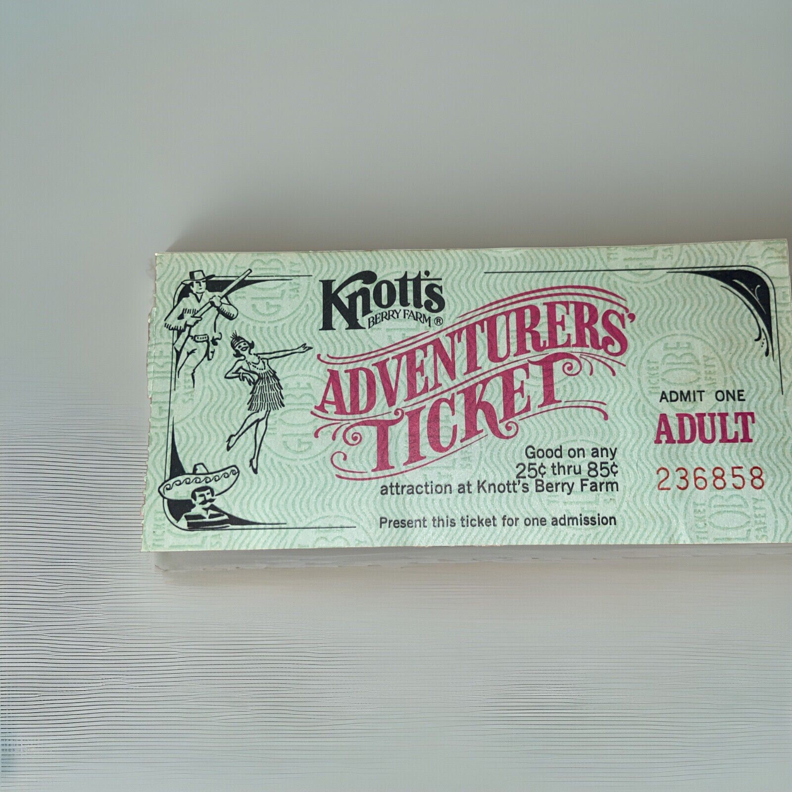 Vintage Knott's Berry Farms Knott's Adventures Ticket Vintage Knott's Berry Farms Knott's Adventures Ticket