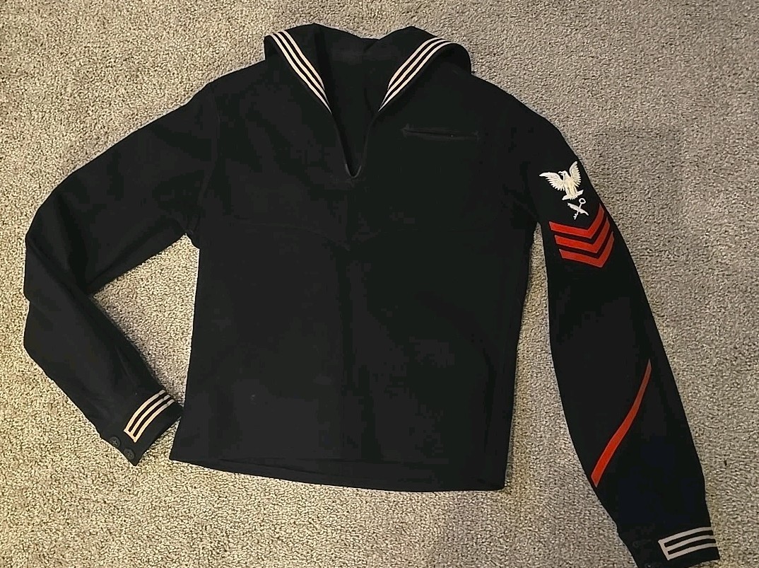 Vintage US Navy Cracker Jack Uniform Wool Jumper Shirt Size 36 EXCELENT Clean