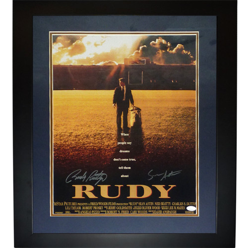 Sean Astin And Rudy Ruettiger Autographed Rudy Deluxe Framed 16x20 Movie Poster Sean Astin And Rudy Ruettiger Autographed Rudy Deluxe Framed 16x20 Movie Poster