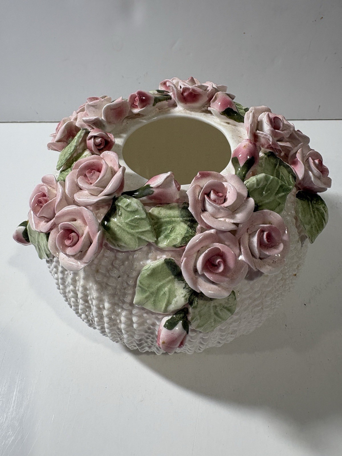 VTG Jolie Fleurs Bone China Round Vase By Seymour Mann Roses