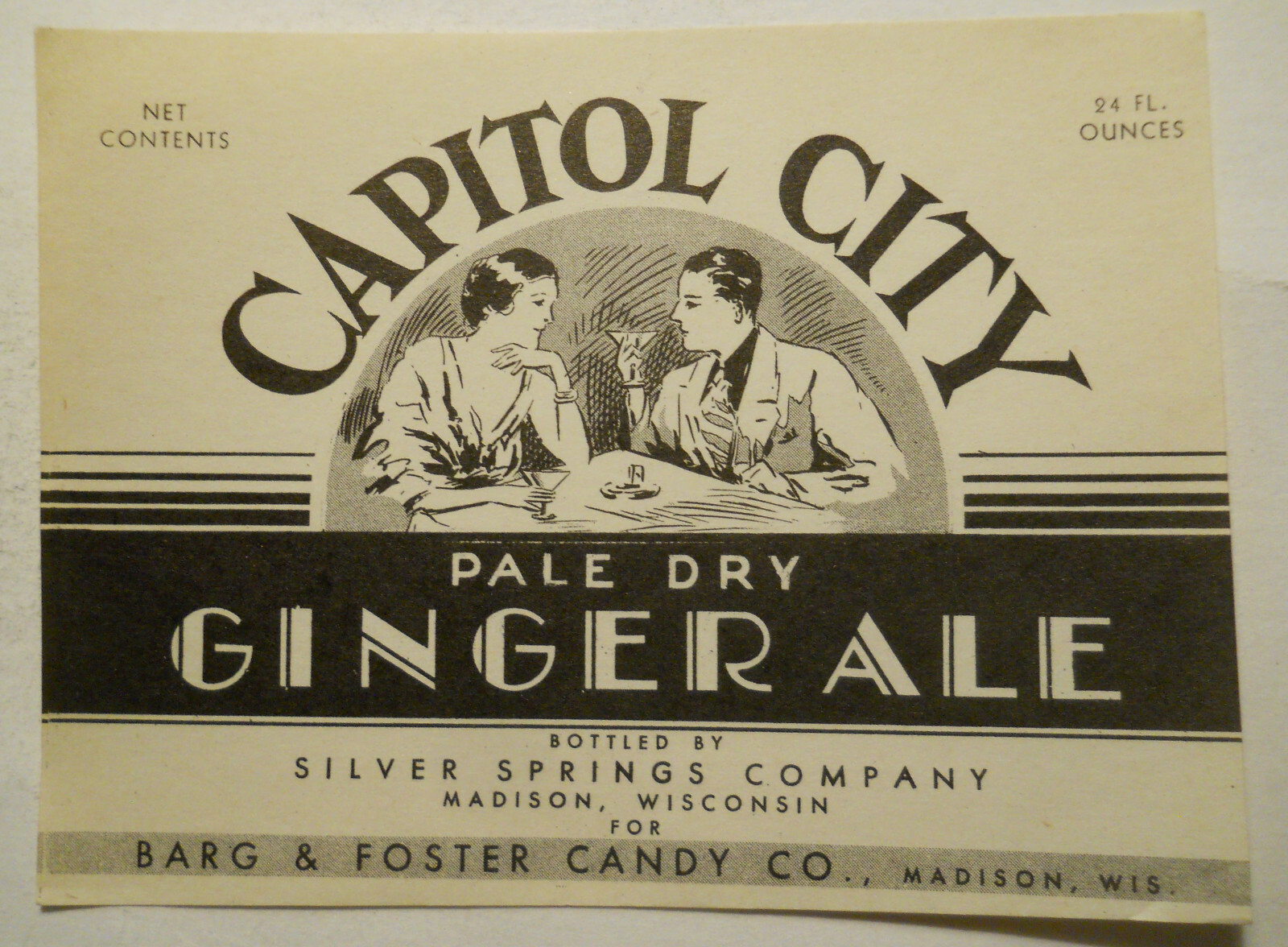 ca. 1930\'s Capitol City Ginger Ale (Madison, Wisconsin) bottle label ca. 1930\'s Capitol City Ginger Ale (Madison, Wisconsin) bottle label