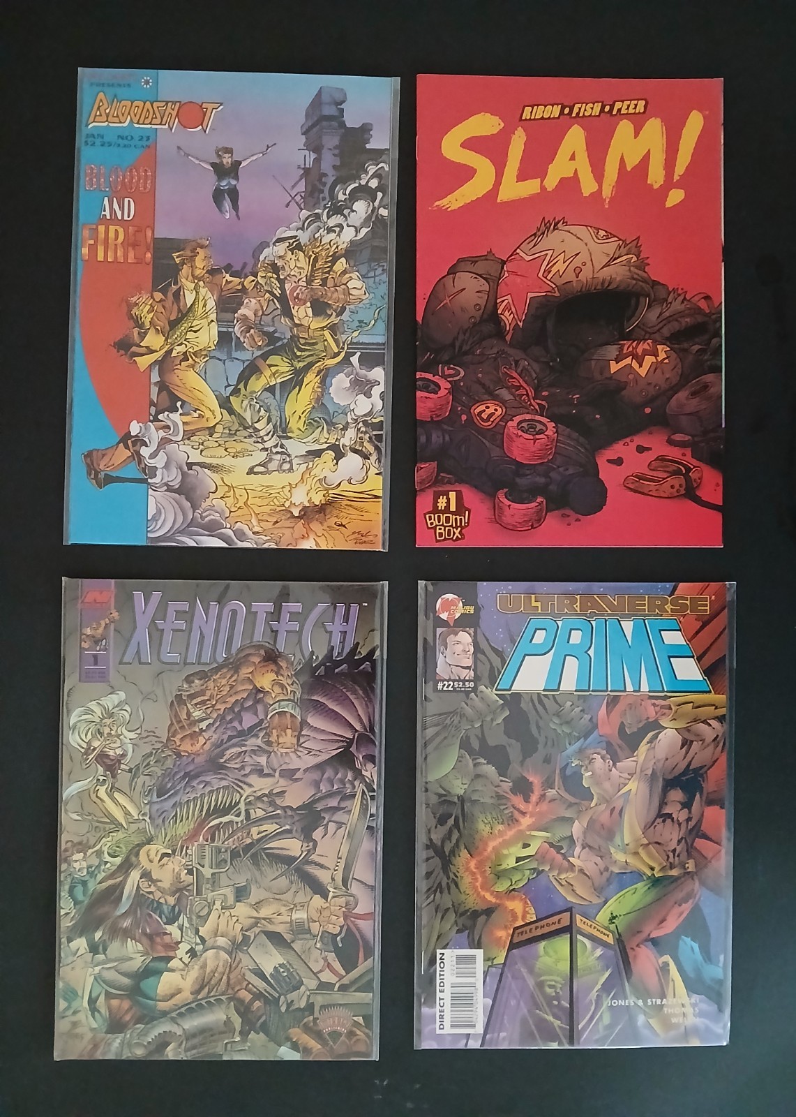 Slam 1 Bloodshot 23 Xenotech 1 Ultraverse Prime 22 Comic Lot NM Valiant Boom NM