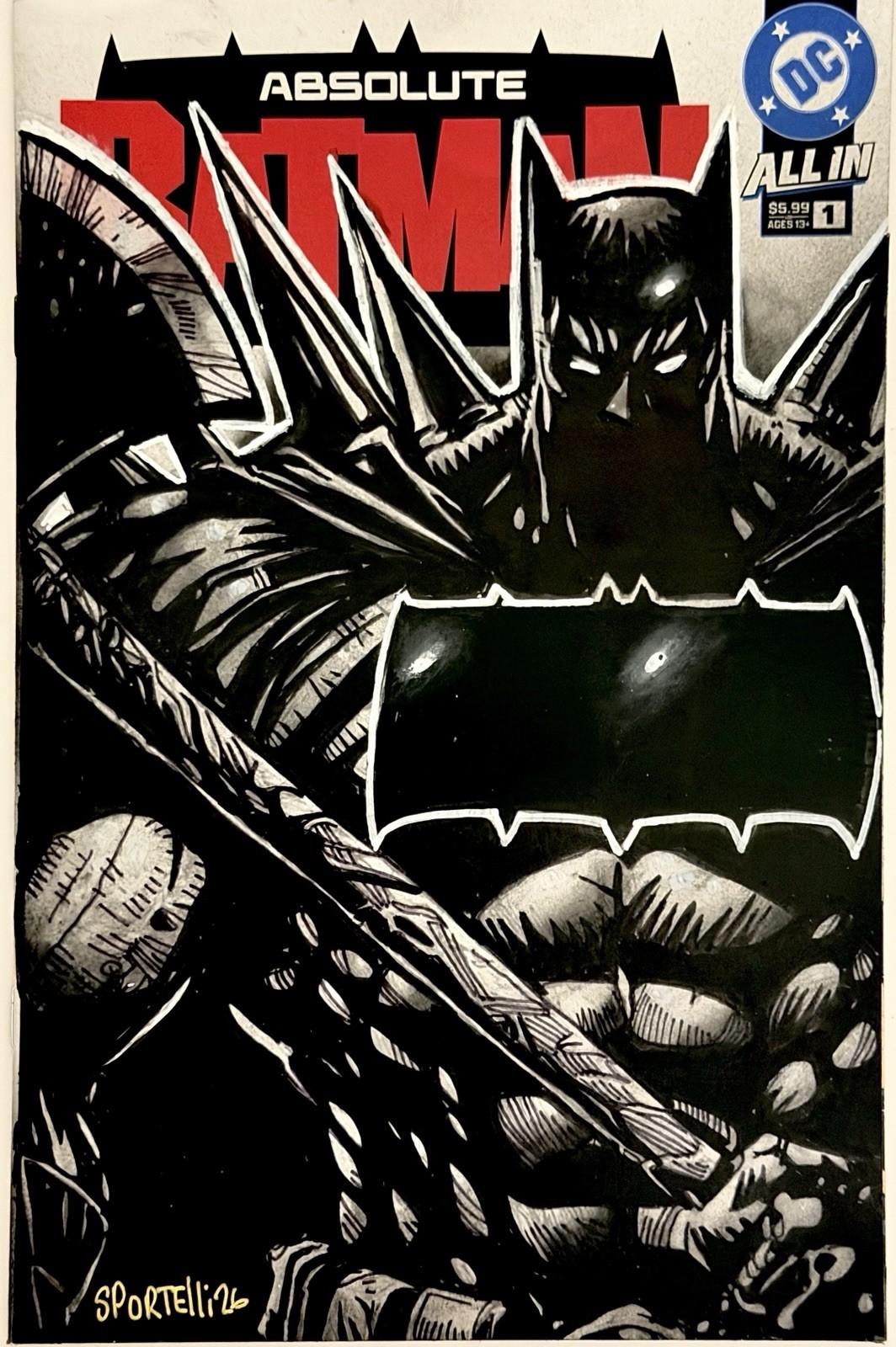 Absolute Batman #1 - 4th Print Blank Sketch Variant w/Original Art by Sportelli Absolute Batman #1 - 4th Print Blank Sketch Variant w/Original Art by Sportelli