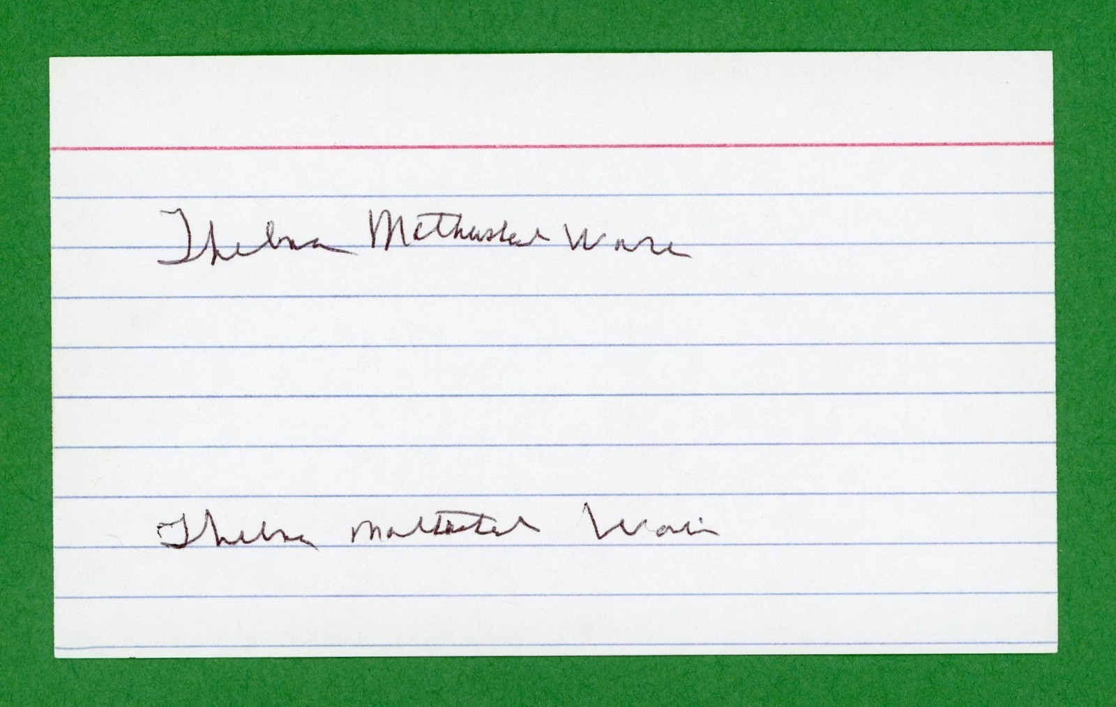 Thelma Mothershed-Wair DEC member Famous Little Rock Nine Signed 3x5 Card E28998