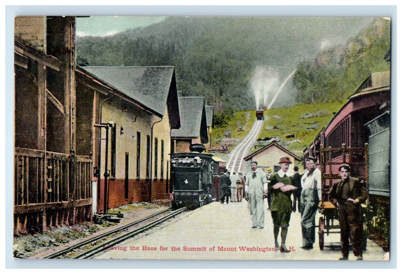 1909 Leaving The Base Summit Depot Train Station Mount Washington NH Postcard 1909 Leaving The Base Summit Depot Train Station Mount Washington NH Postcard