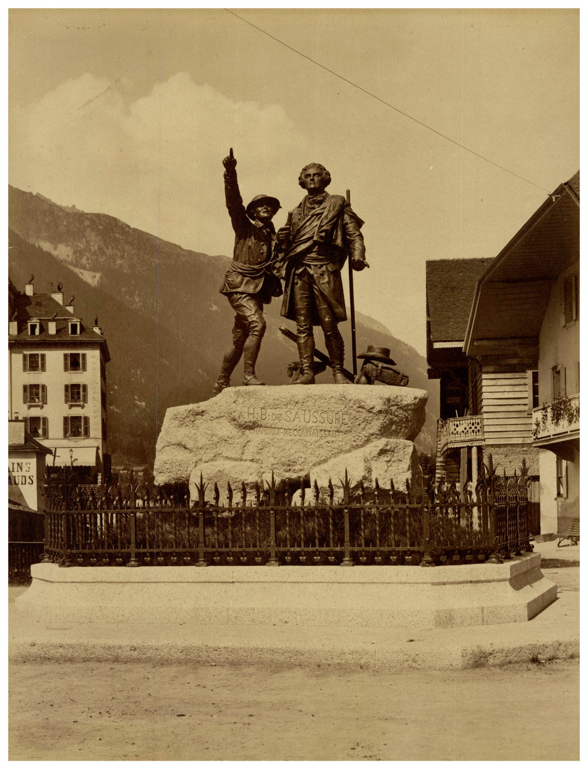 France, Chamonix, Le monument de Saussure vintage print, albumen print 2
