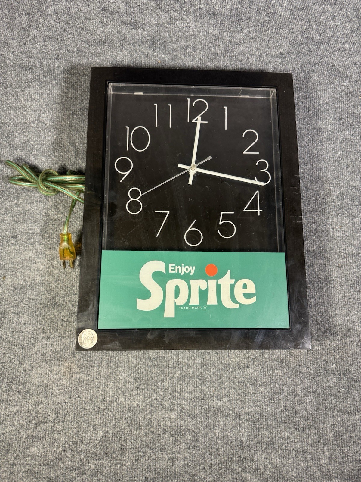 Vintage Sprite Wall Clock Everbrite Electric Advertising Sign New Old Stock 1970