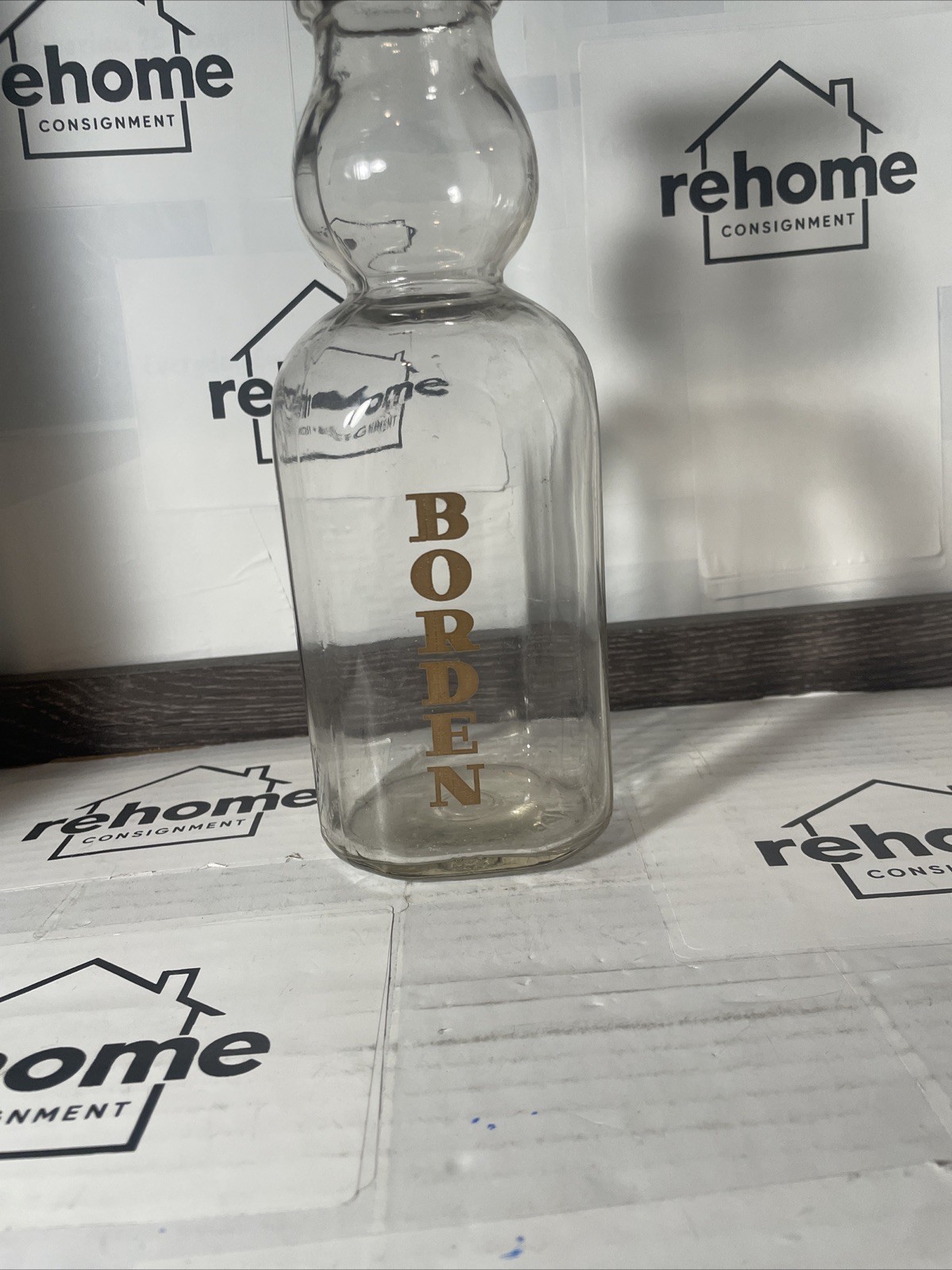 Bordens Cream Top Glass Dairy Milk Bottle Brown Pyroglaze