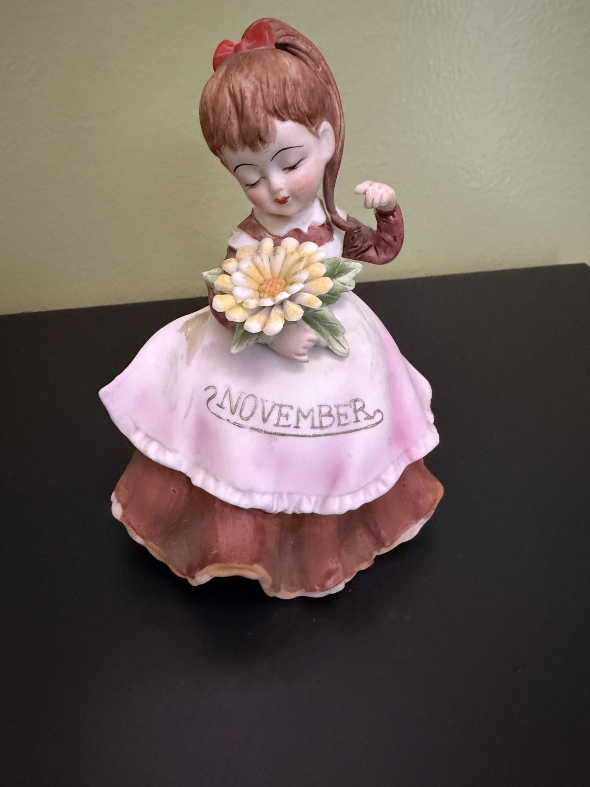 Vintage Lefton November Girl Figurine KW4200 Hand Painted Japan Birth Month