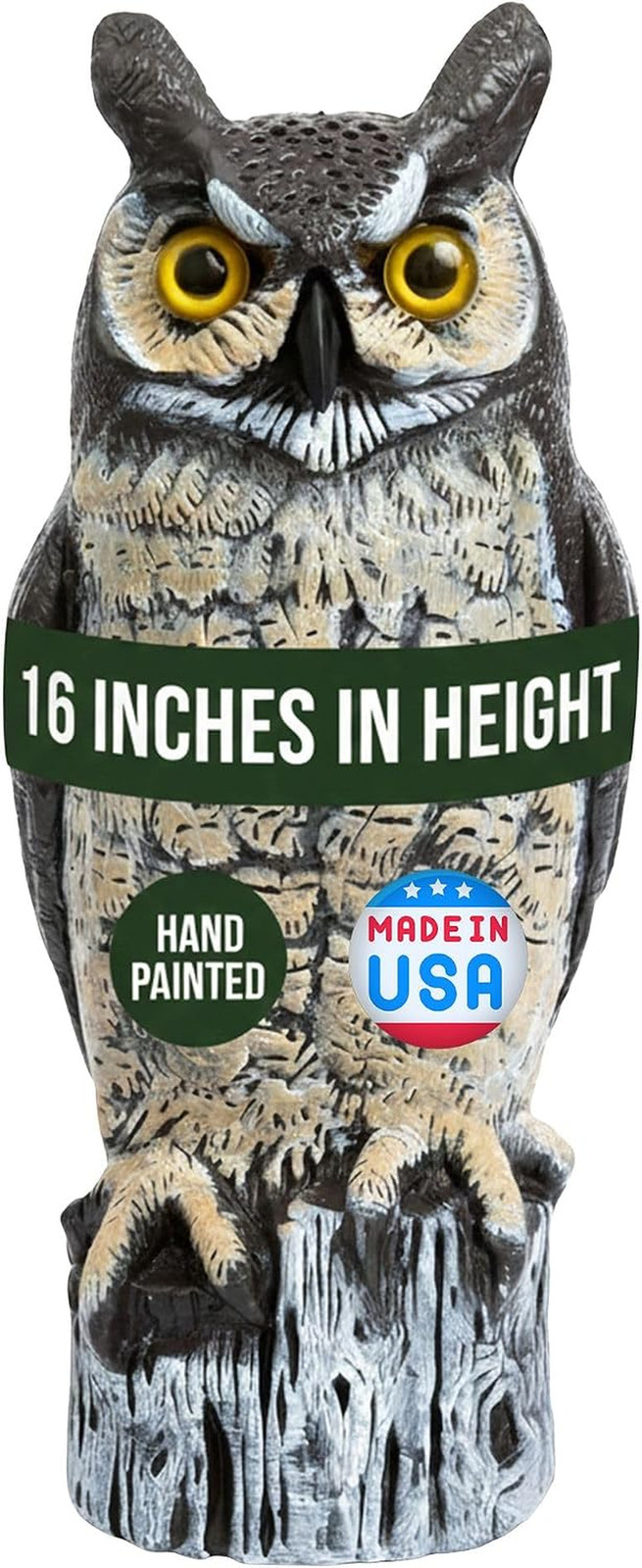 Great Horned Owl Decoy 16 Inch Hand Painted Bird Repellent Garden Scarecrow Great Horned Owl Decoy 16 Inch Hand Painted Bird Repellent Garden Scarecrow