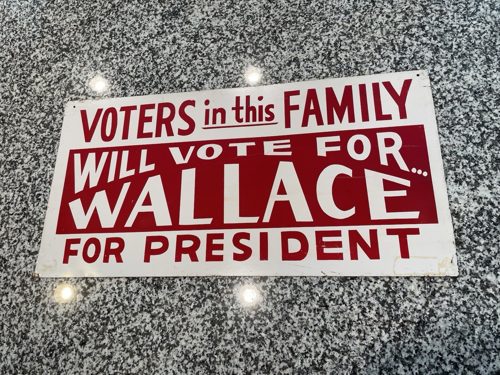 Vintage Voters In This Family Will Vote For Wallace For President Tin Sign Vintage Voters In This Family Will Vote For Wallace For President Tin Sign