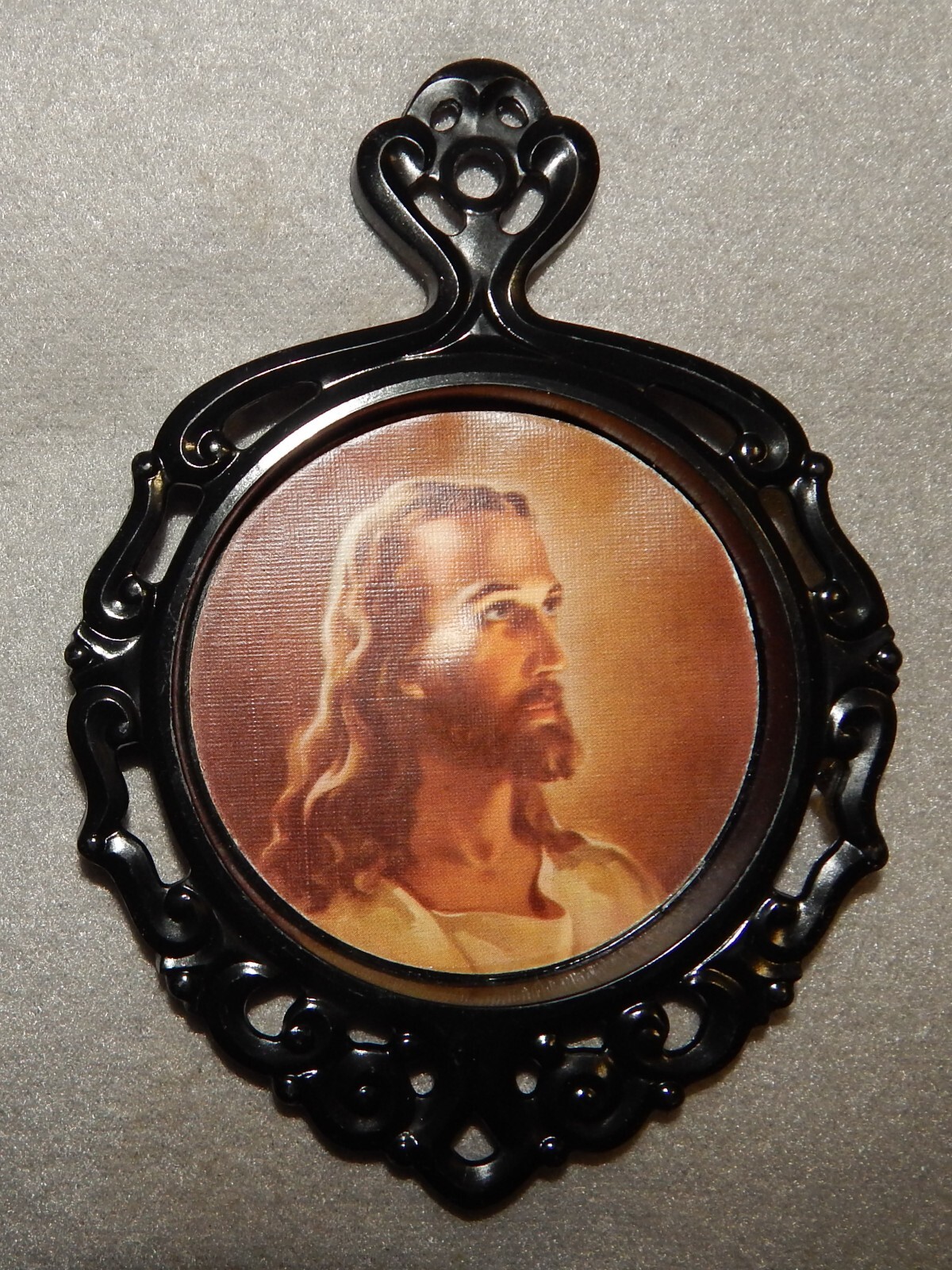 Vintage Sallman Jesus Head of Christ Picture in Frame - 5 3/8\