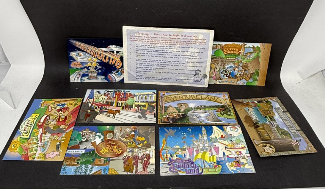 Disney Pin DLR Mickey\'s All American Pin Quest 2003 Set Post Cards Only