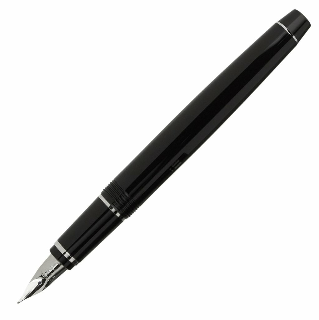 Pilot Falcon Fountain Pen in Black & Rhodium - Soft Flexible Fine Point NEW