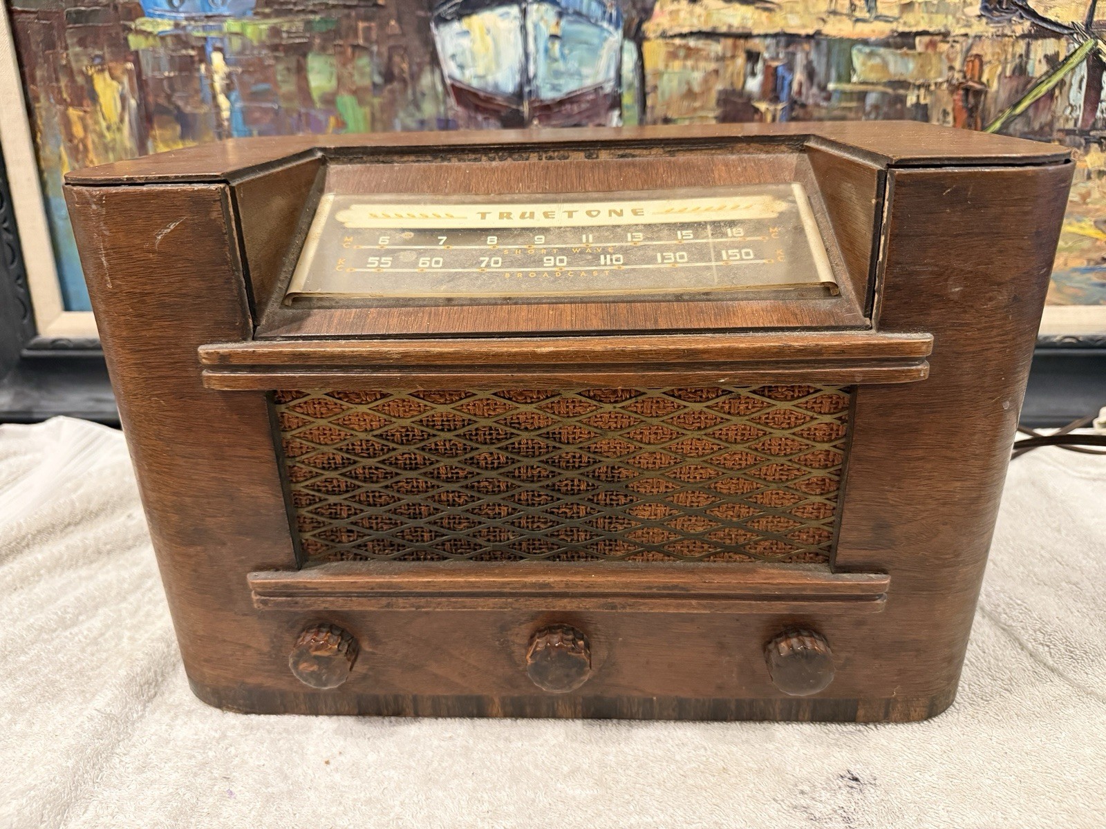 💙Rare Antique Wood Truetone Tabletop Bookshelf Tube Radio~D2624~works 💙Rare Antique Wood Truetone Tabletop Bookshelf Tube Radio~D2624~works