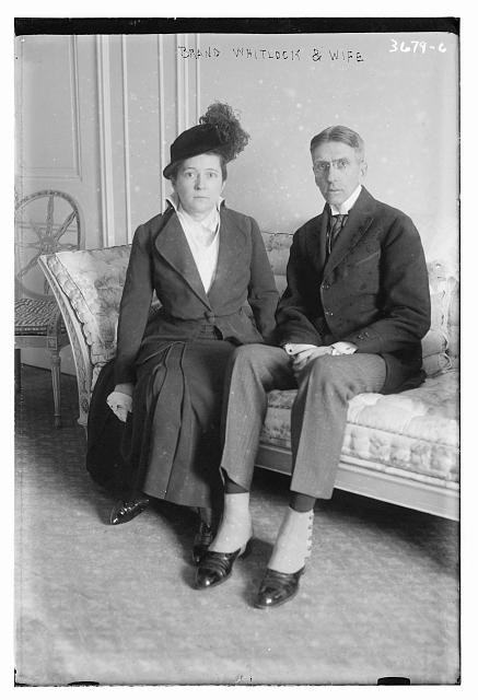 Brand Whitlock Wife Portrait 1910s Seated on Sofa Diplomat Journalist