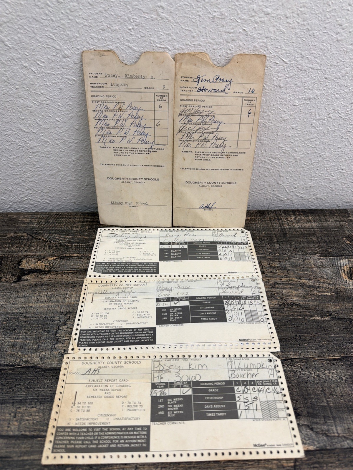 Vintage 1970s School Report Cards Ephemera Lot | Posey Family, Albany GA