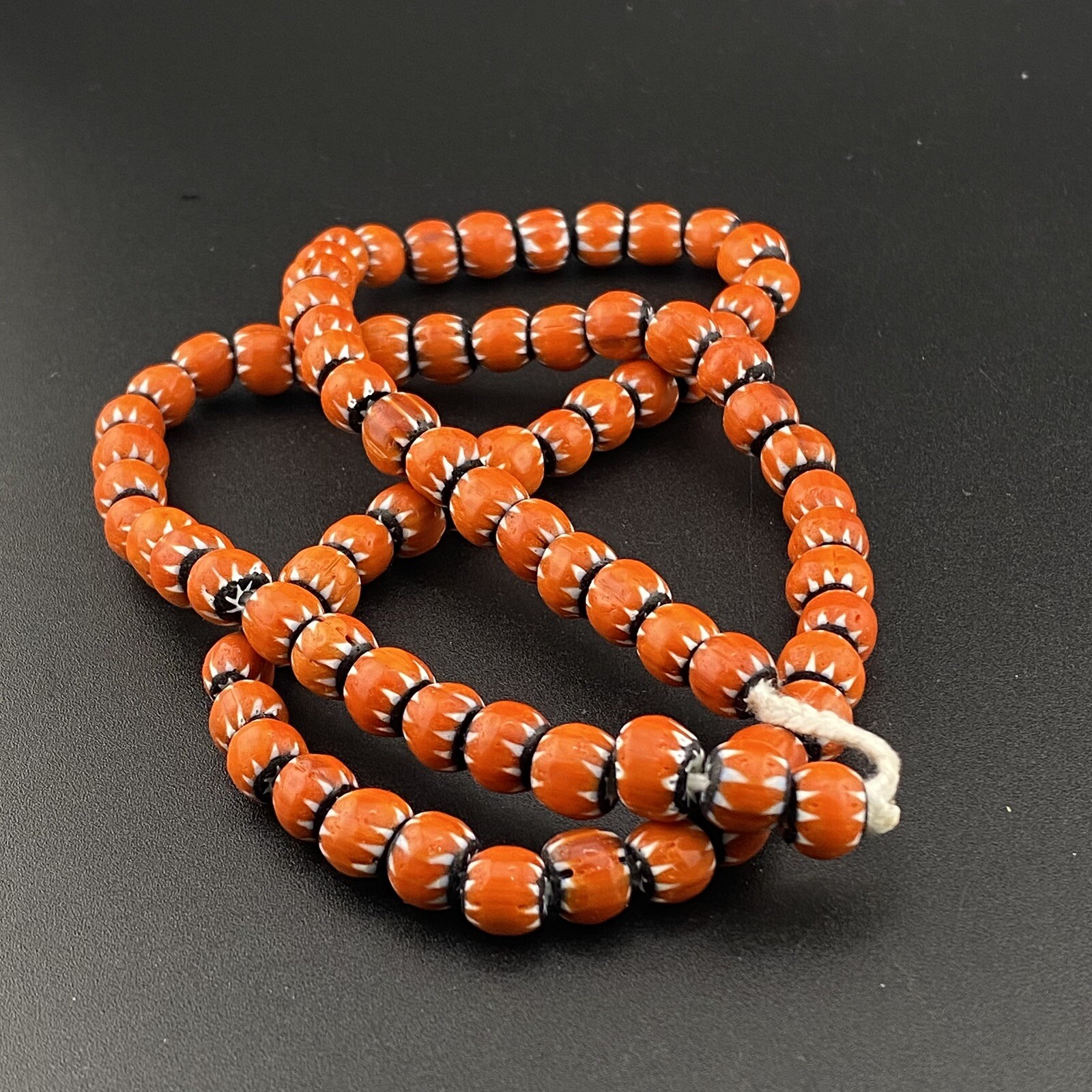 Amazing Unique Vintage Venetian Handmade Beautiful Chevron glass beads Strand