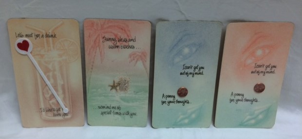 LOT/4 VINTAGE 1987 3D POSTCARDS - VARIOUS DESIGNS BEACH DRINK BY TAGLINES