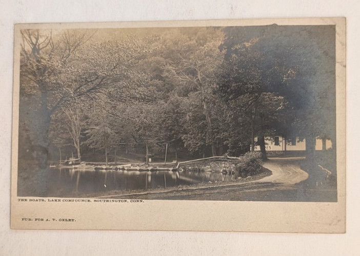 1912 SOUTHINGTON CT RPPC BOATS AT LAKE COMPOUNCE AMUSEMENT PARK PHOTO POSTCARD