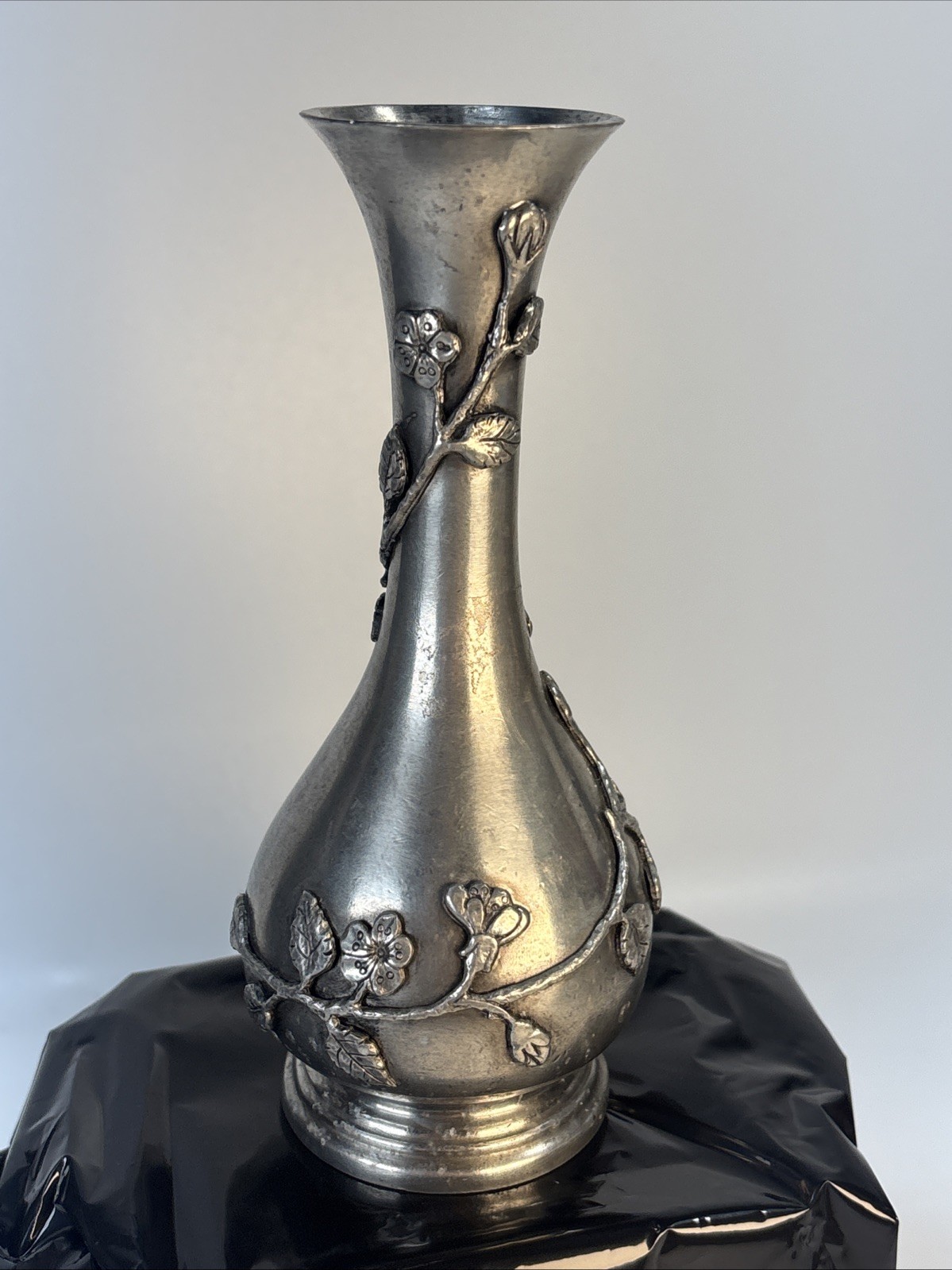 Vintage La Maison de L\'Etain French Art Deco Romantic Tall Floral Pitcher
