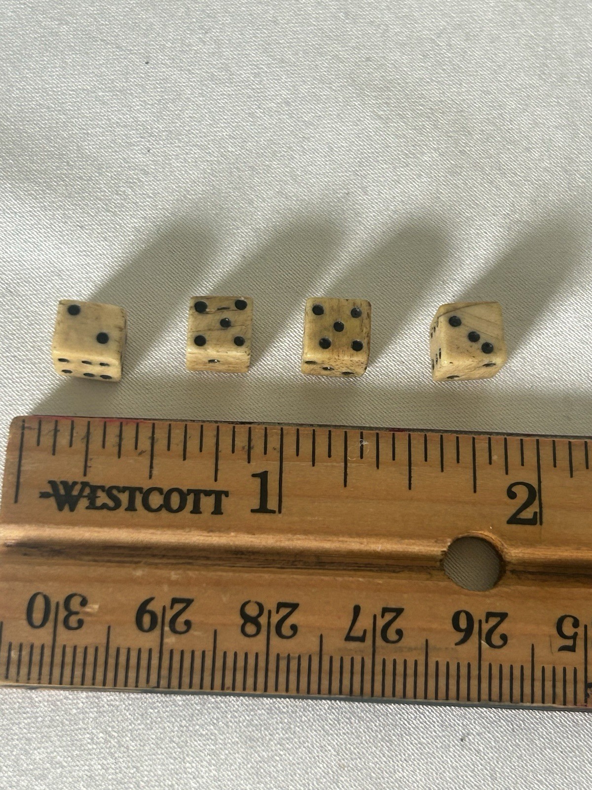 Antique Hand Cut Bone Dice Set of 4 Black Pips Primitive Vintage Gaming Dice Antique Hand Cut Bone Dice Set of 4 Black Pips Primitive Vintage Gaming Dice