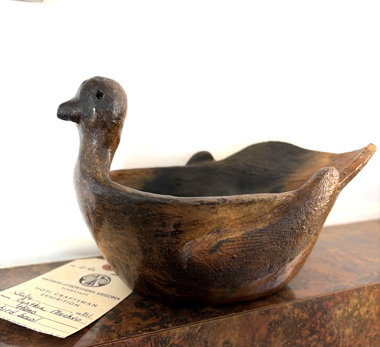 Vintage Cynthia Muchvo Hopi Pueblo Native American Pottery Duck Bowl Effigy 8x5 Vintage Cynthia Muchvo Hopi Pueblo Native American Pottery Duck Bowl Effigy 8x5