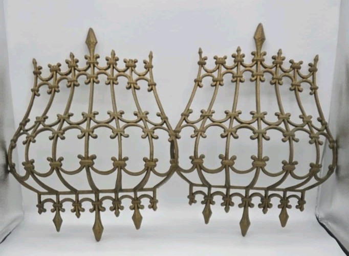Burwood Faux Wrought Iron Gold Tone Plastic Wall Hangings Decorative MCM VTG 70s Burwood Faux Wrought Iron Gold Tone Plastic Wall Hangings Decorative MCM VTG 70s