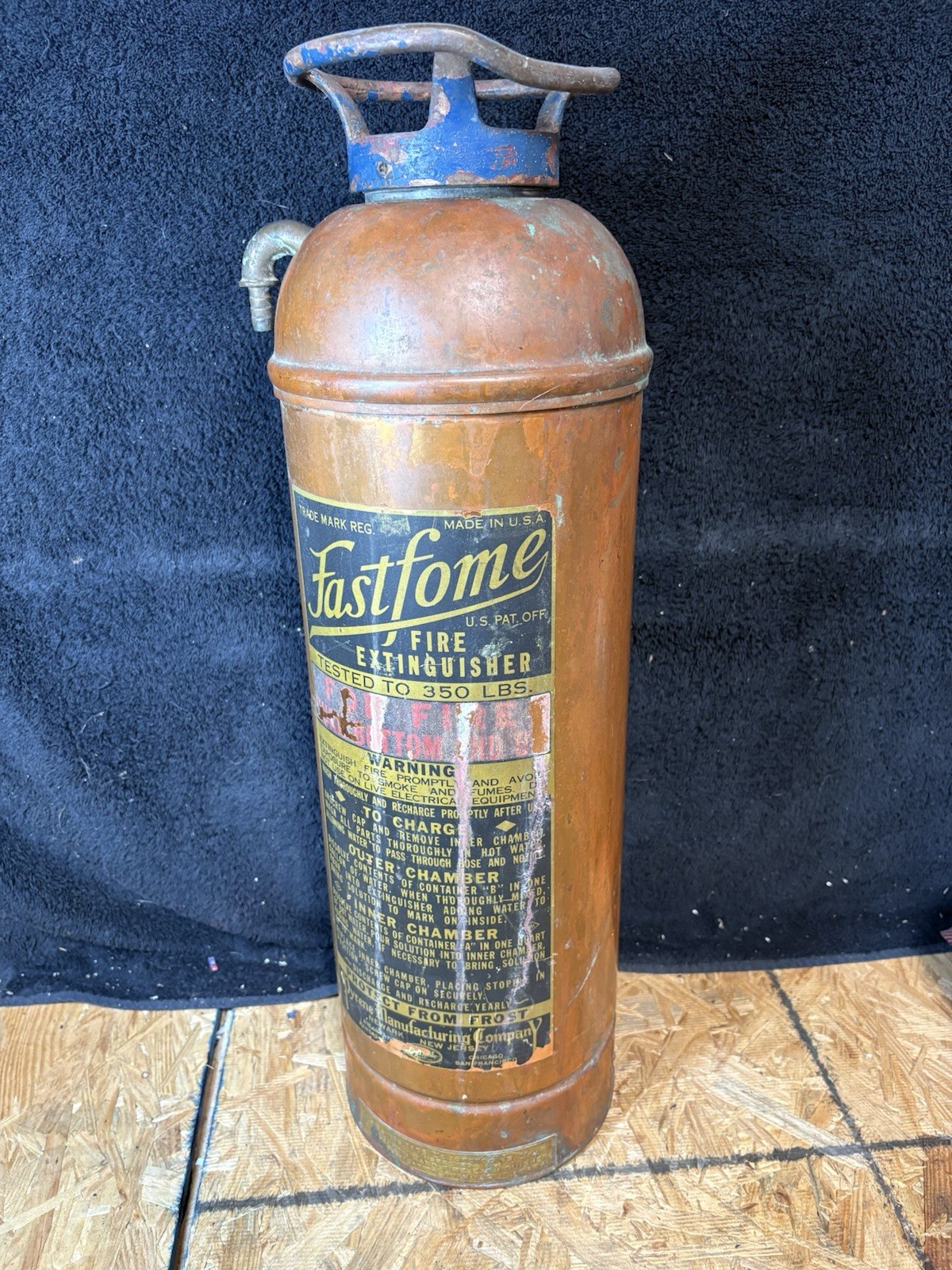 Vintage Pyrene Fastfome Copper and Brass Fire Extinguisher - Empty