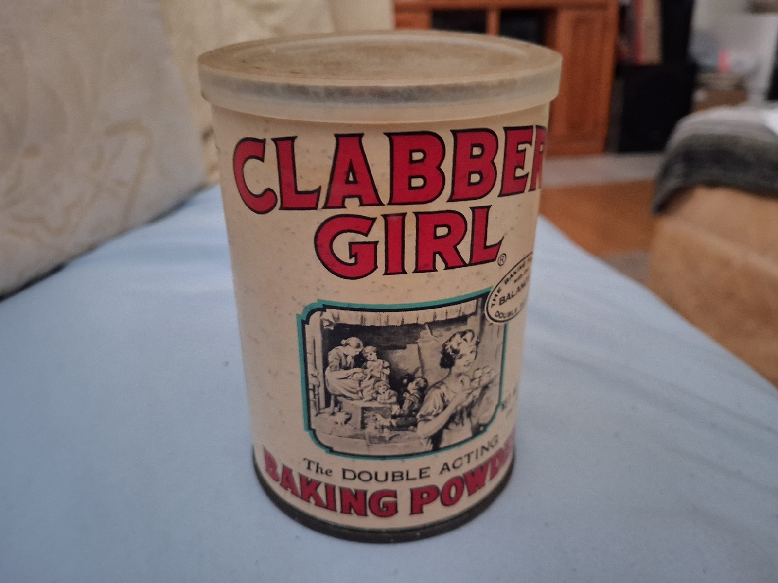 Vintage Clabber Girl Baking Powder Tin Can Advertising Collectible 10 oz