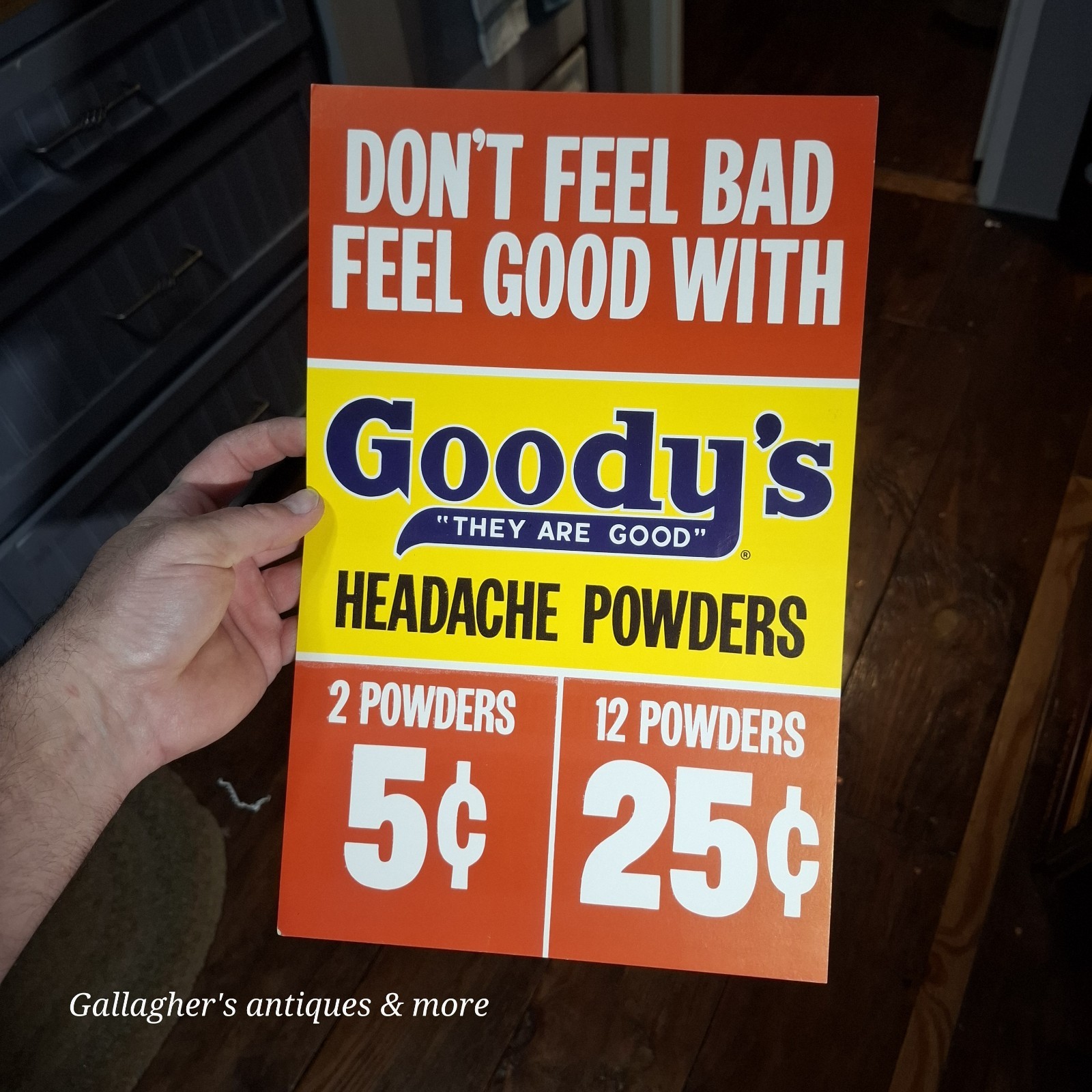 9x14 Vintage Goody’s Powders Advertisement Poster Card stock Store display Sign 9x14 Vintage Goody’s Powders Advertisement Poster Card stock Store display Sign