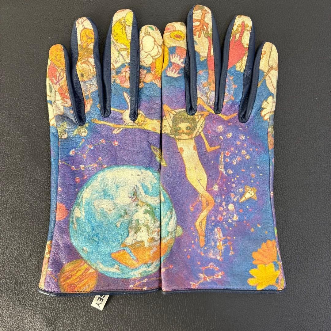 ISSEY MIYAKE Aya Takano 2004AW Leather Gloves Space Girl IM43AF108 Used