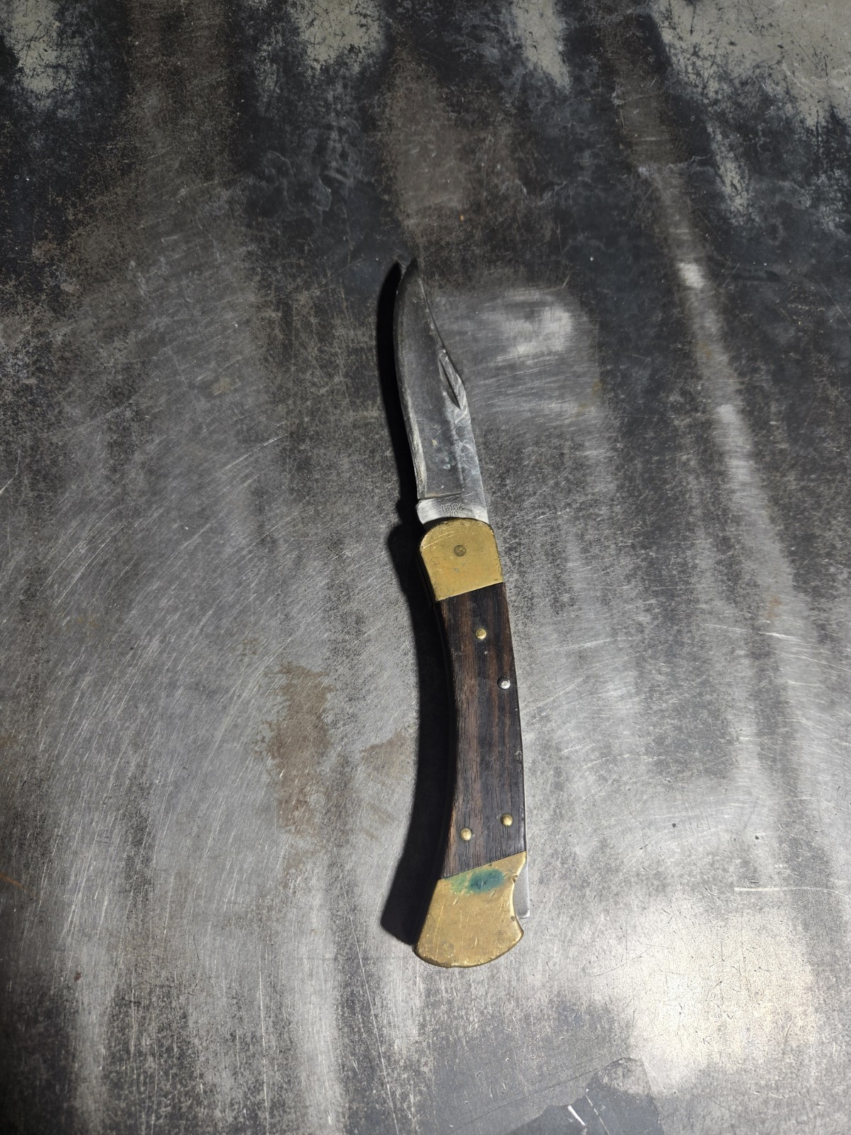 Vintage Buck 110 Folding Hunter Knife 2-Dot (1974-1980) USA Wood Brass Lockback