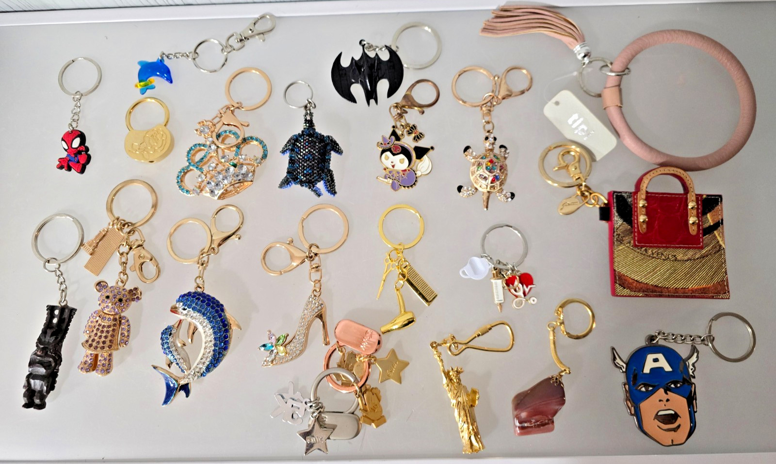 Huge Variety Keychain Lot 23pc - Italian Designer Gattinoni, Tipi, Crystal Rhine